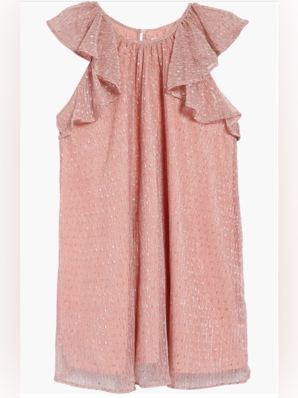 Peek Blush Pink Metallic Dot Ruffle Dress